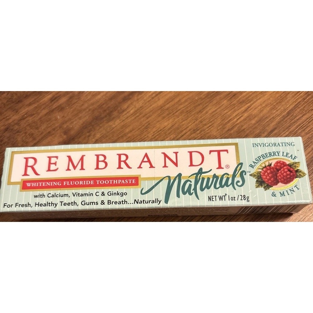 Rembrandt Naturals Whitening Fluoride Raspberry Mint 3 Oz NIB Vtg & Discoed 1999